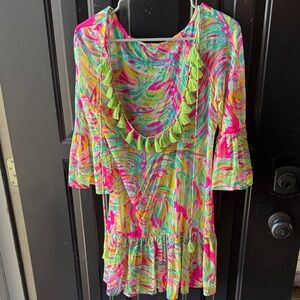 Lilly Pulitzer Multicolor Ruffle Swim Coverup Small